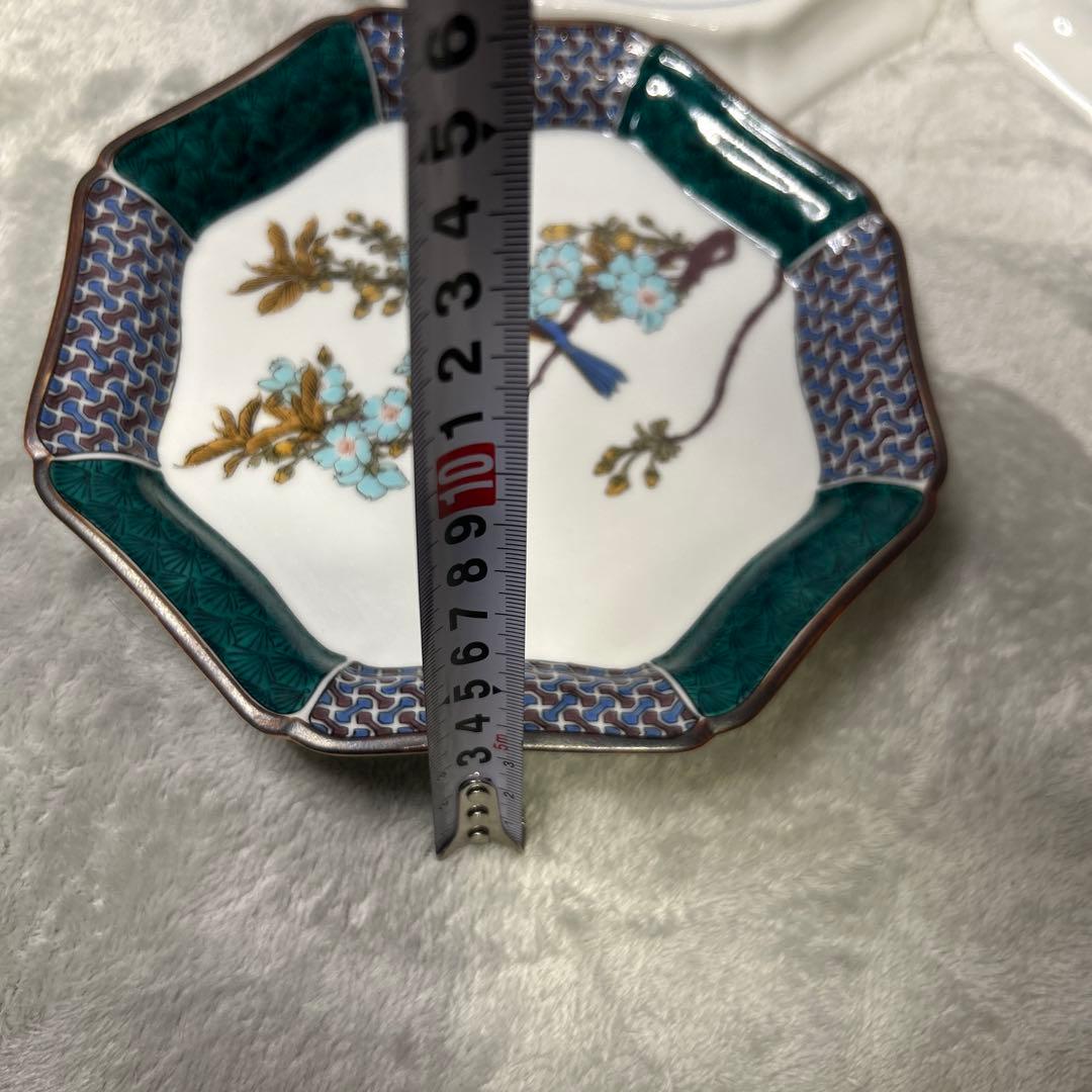 九谷焼 大雅 八角皿 5枚セット 古九谷花鳥 中皿 銘々皿 取皿 金彩 伝統工芸