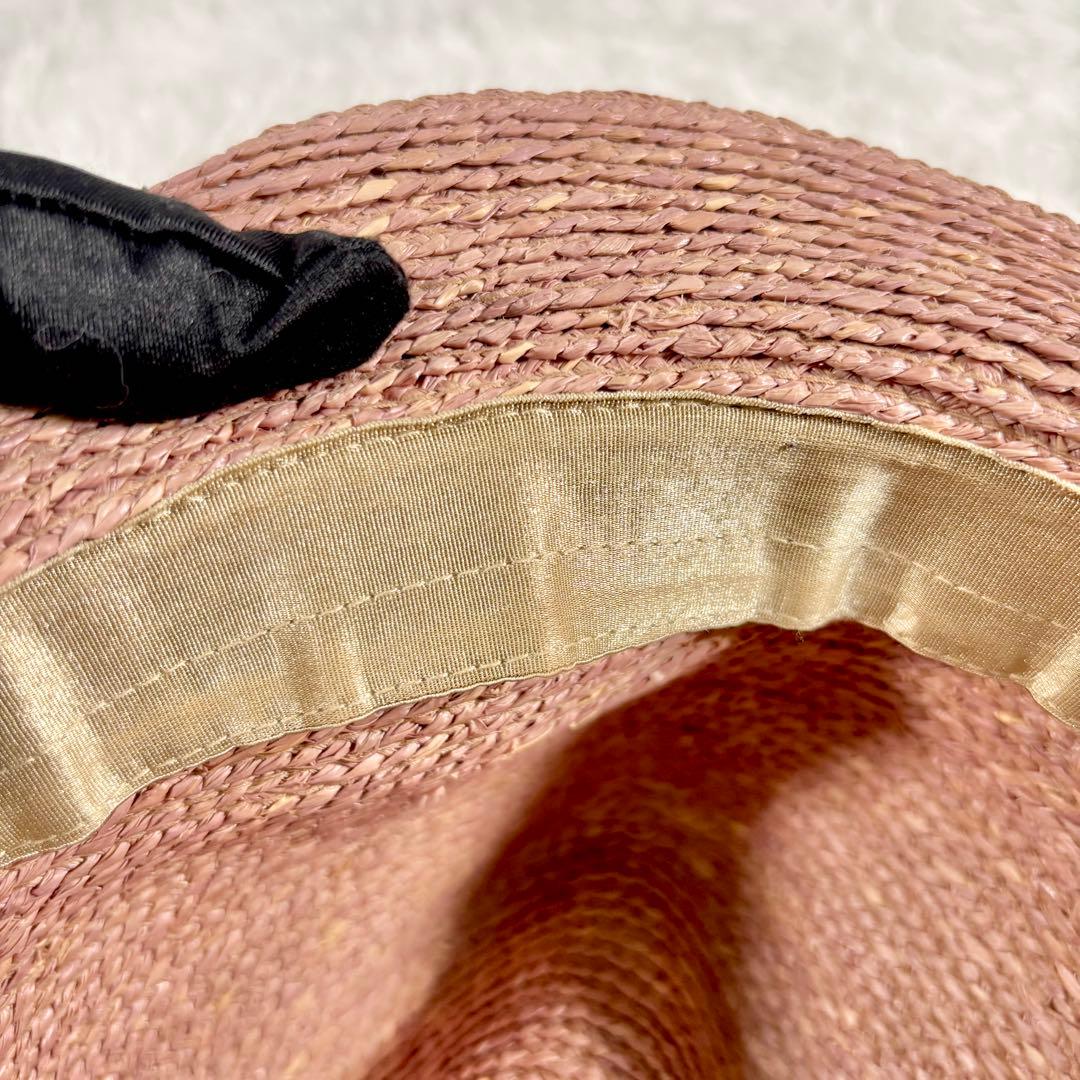 ヘレンカミンスキー 帽子 麦わら ハット ラフィア ピンク 形状 立体