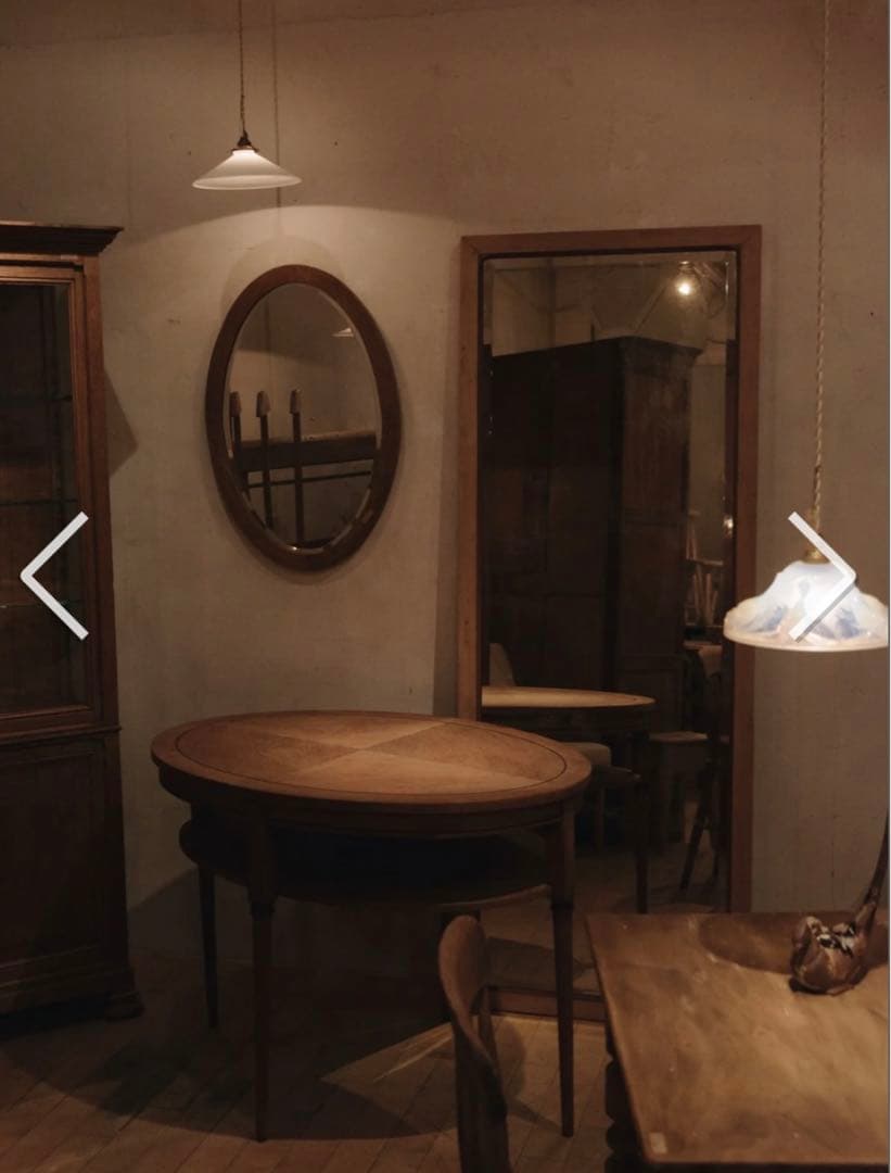 アンティーク　楕円形棚付きテーブル