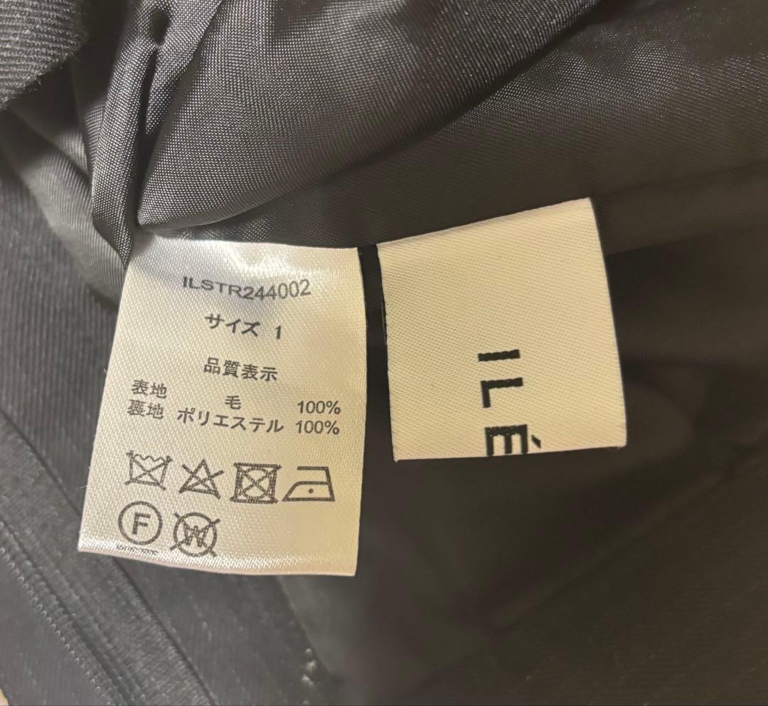 ILEAN ウールスラックス ブラック サイズ1 ワイドストレート