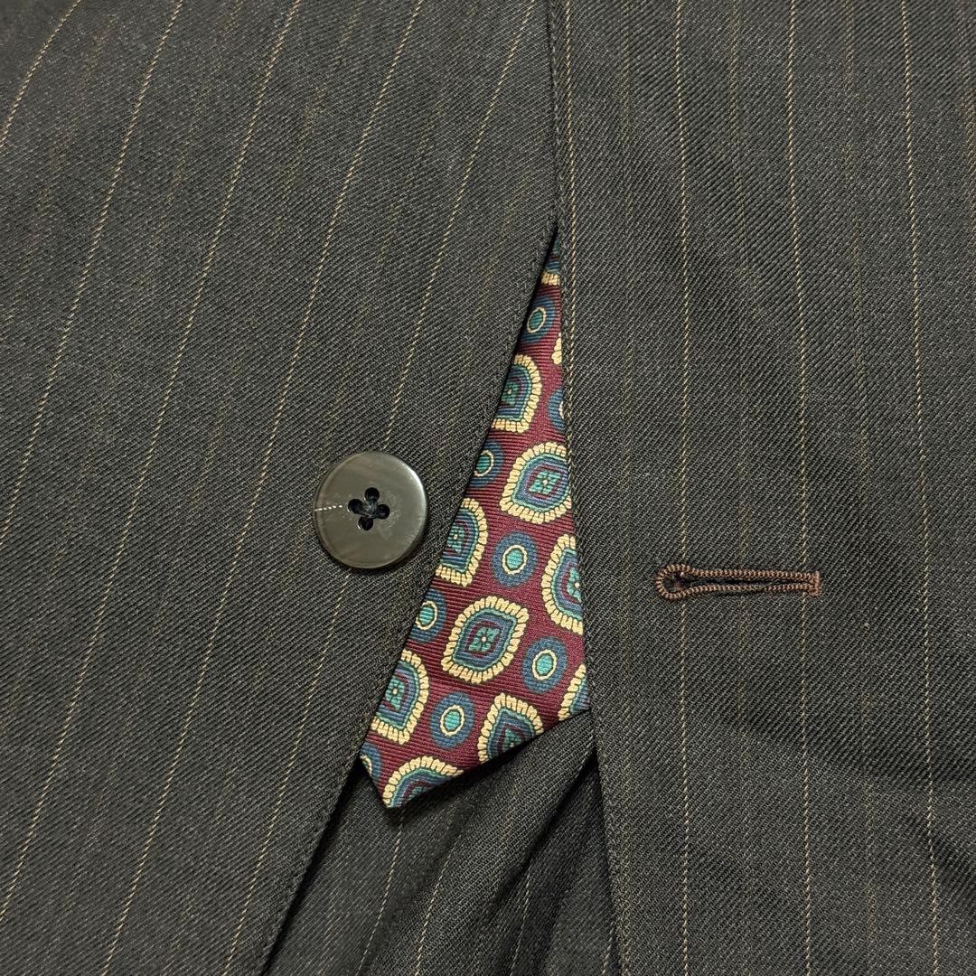 美品　ダンヒル　セットアップスーツ　ダークグレー　ストライプ　ゆったり2XL相当