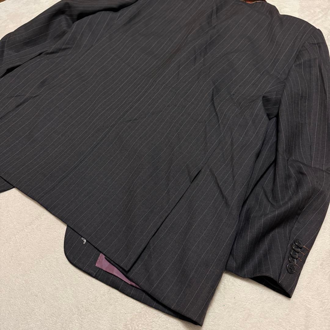 美品　ダンヒル　セットアップスーツ　ダークグレー　ストライプ　ゆったり2XL相当