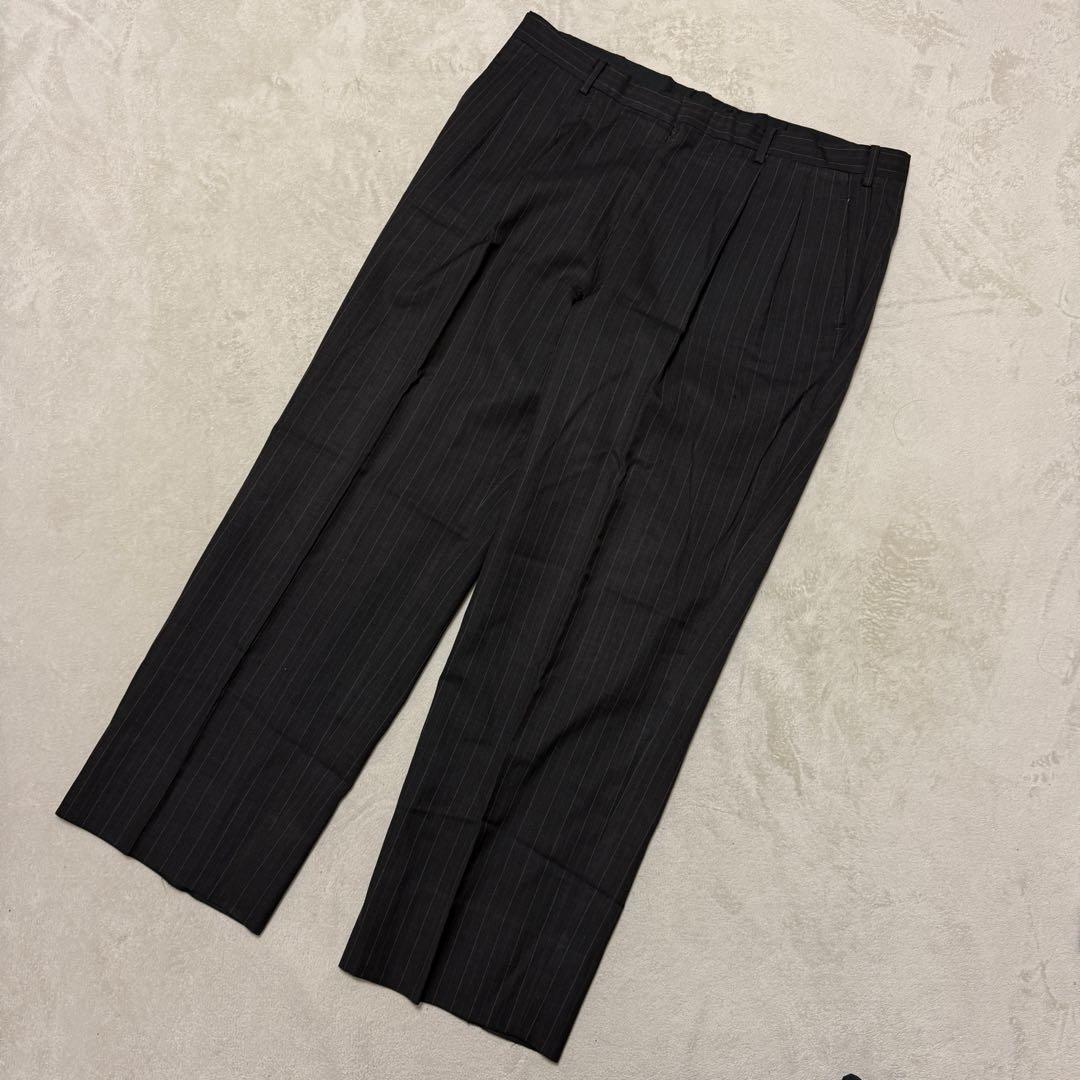 美品　ダンヒル　セットアップスーツ　ダークグレー　ストライプ　ゆったり2XL相当