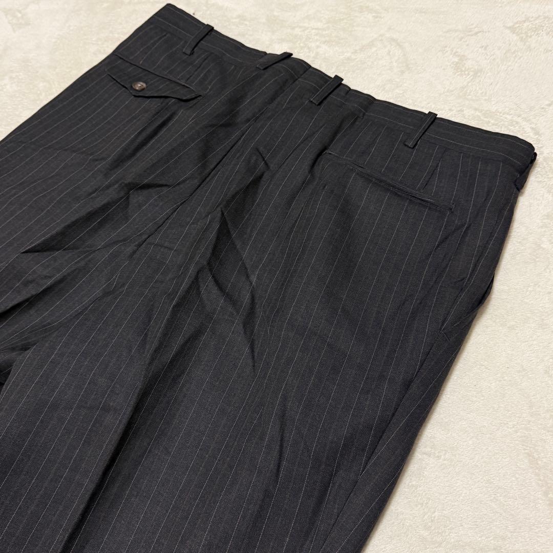 美品　ダンヒル　セットアップスーツ　ダークグレー　ストライプ　ゆったり2XL相当