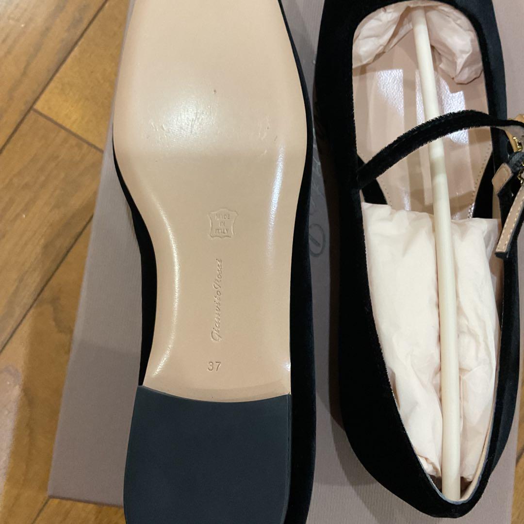 ジャンヴィットロッシ　メリージェーン　ベルベット　ブラック　新品未使用　箱　37