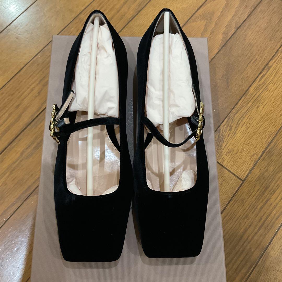 ジャンヴィットロッシ　メリージェーン　ベルベット　ブラック　新品未使用　箱　37