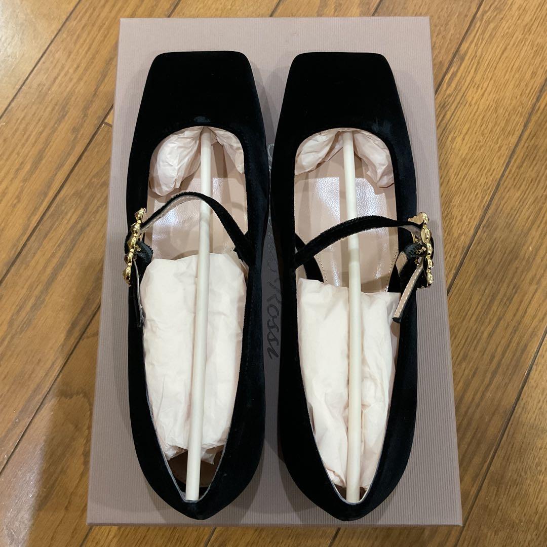 ジャンヴィットロッシ　メリージェーン　ベルベット　ブラック　新品未使用　箱　37