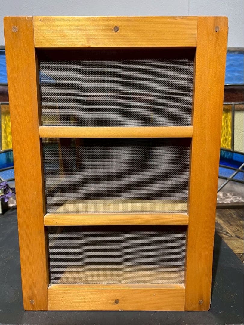 yuki＊蝿帳 食器棚 キッチン 水屋 収納棚 網飾り棚 昭和レトロ