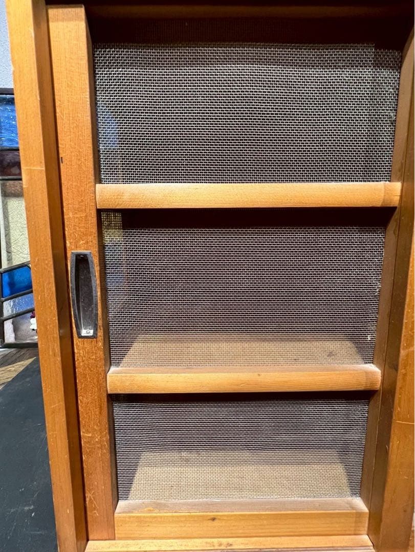 yuki＊蝿帳 食器棚 キッチン 水屋 収納棚 網飾り棚 昭和レトロ