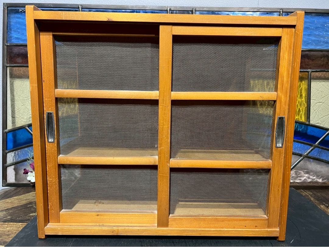 yuki＊蝿帳 食器棚 キッチン 水屋 収納棚 網飾り棚 昭和レトロ