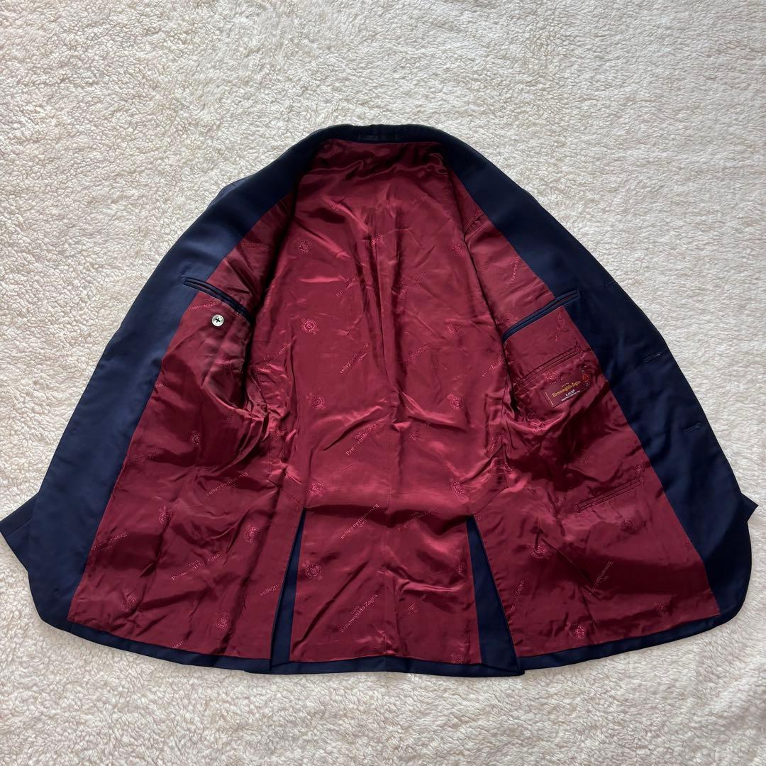 【高級】エルメネジルドゼニア スーツ スリーピース ネイビー M シェルボタン