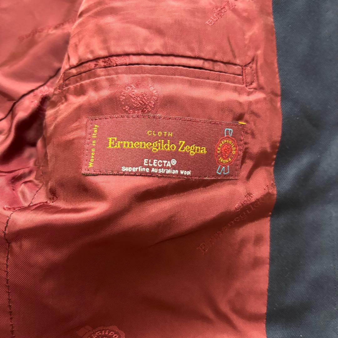 【高級】エルメネジルドゼニア スーツ スリーピース ネイビー M シェルボタン