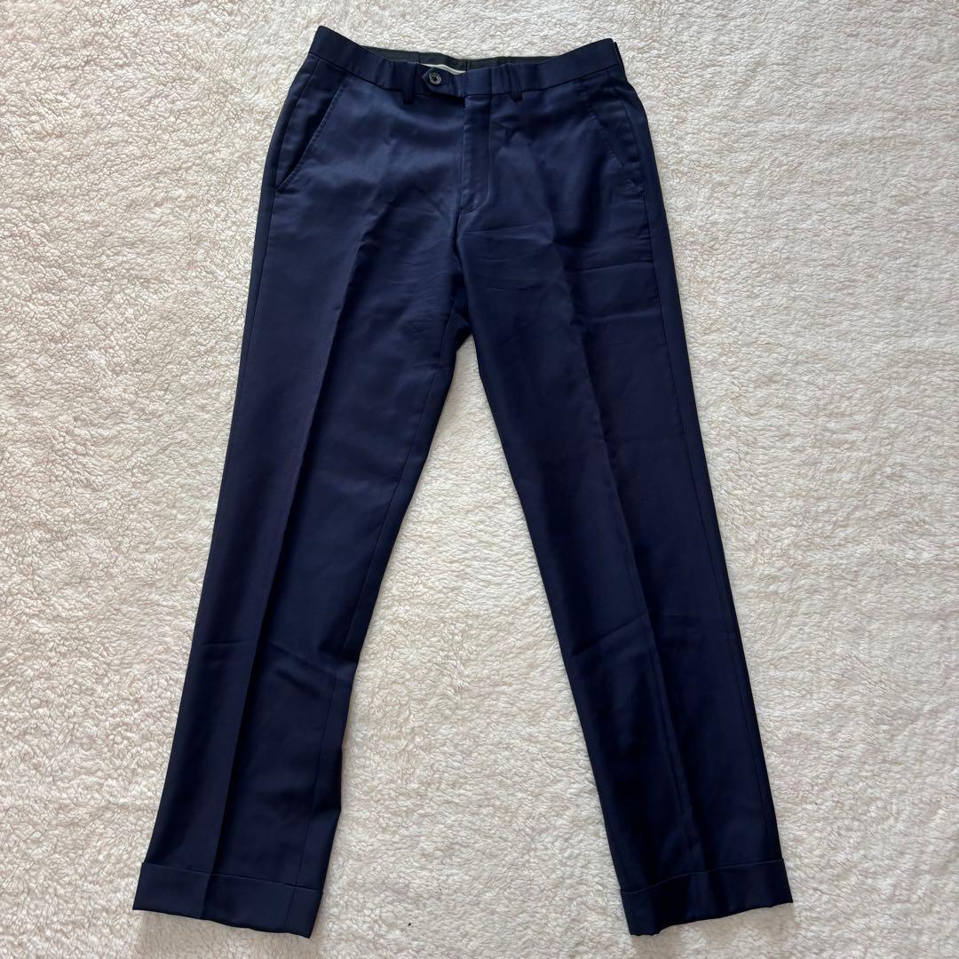 【高級】エルメネジルドゼニア スーツ スリーピース ネイビー M シェルボタン