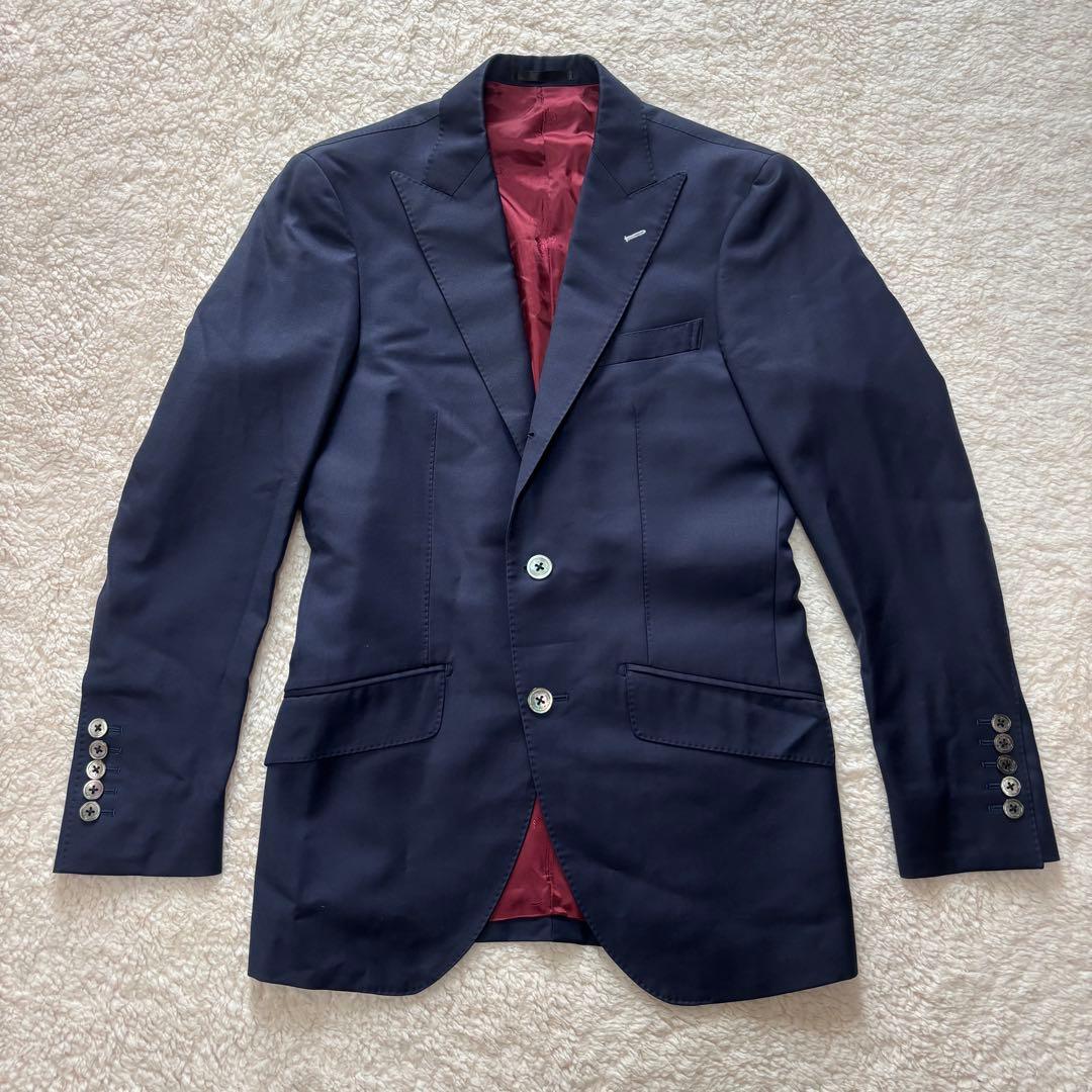 【高級】エルメネジルドゼニア スーツ スリーピース ネイビー M シェルボタン