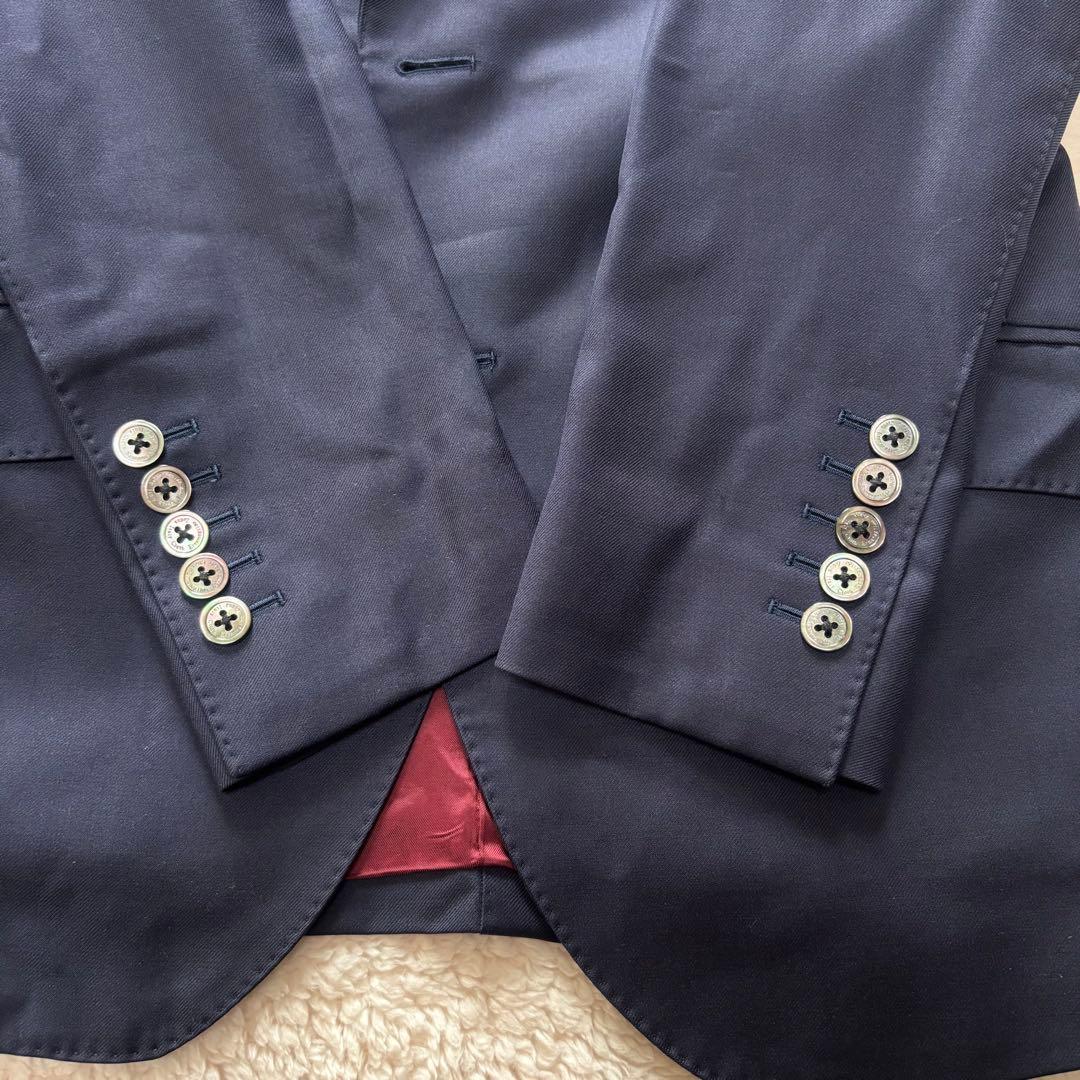 【高級】エルメネジルドゼニア スーツ スリーピース ネイビー M シェルボタン