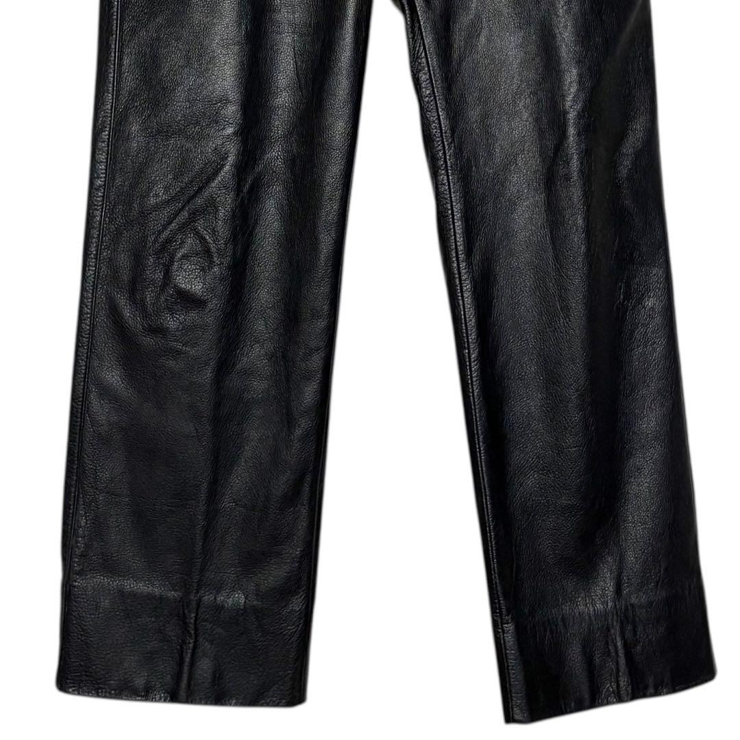 レトロ古着 Devils 本革レザーパンツ 黒 34 ブラック ウエスト86