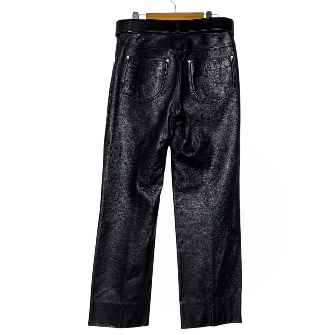 レトロ古着 Devils 本革レザーパンツ 黒 34 ブラック ウエスト86