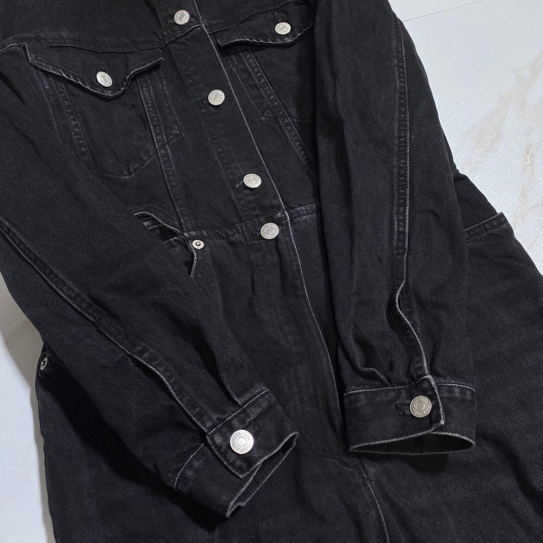 即完売品♡ザラ フルレングスカットアウトブラックデニムジャンプスーツ LL〜3L