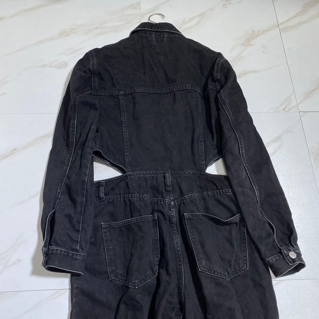 即完売品♡ザラ フルレングスカットアウトブラックデニムジャンプスーツ LL〜3L