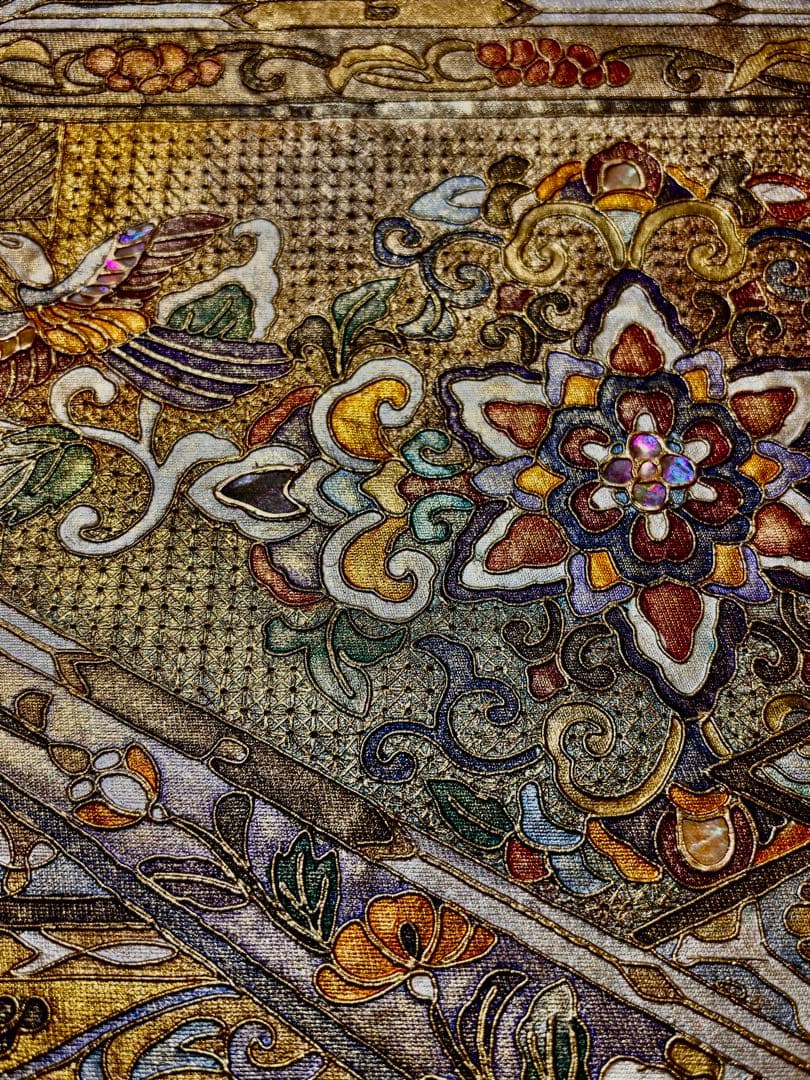 【美品】袋帯 螺鈿 刺繍 宝相華 お太鼓柄