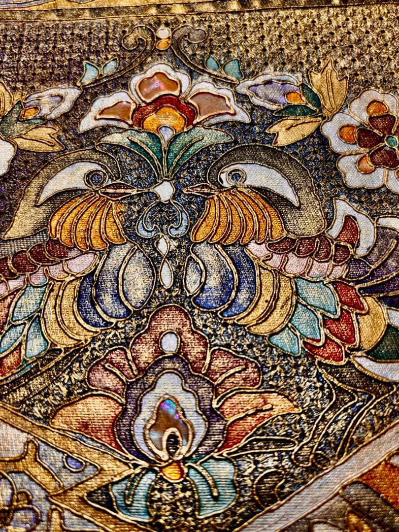 【美品】袋帯 螺鈿 刺繍 宝相華 お太鼓柄