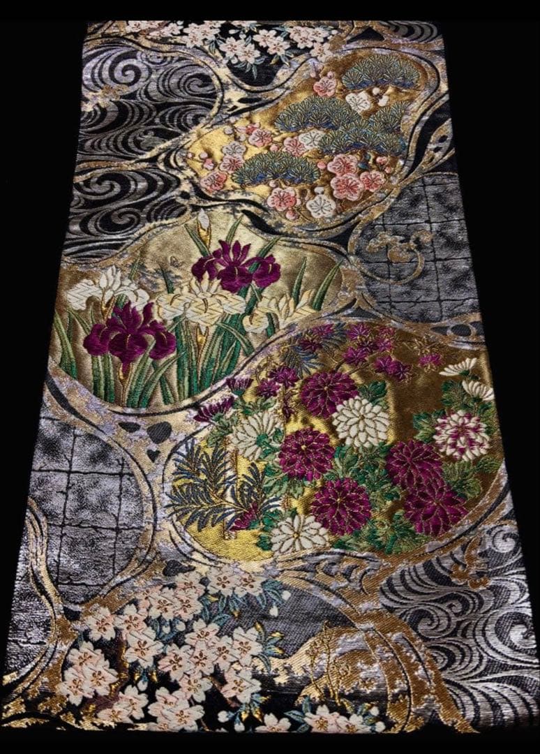 【美品】袋帯 螺鈿 刺繍 宝相華 お太鼓柄