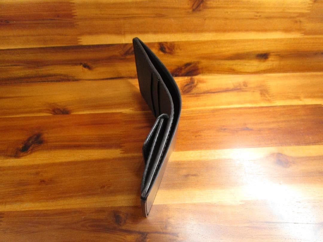 コンパクト財布 コードバン 二つ折り 日本製 ミニ財布 ミニマル ブラック 黒