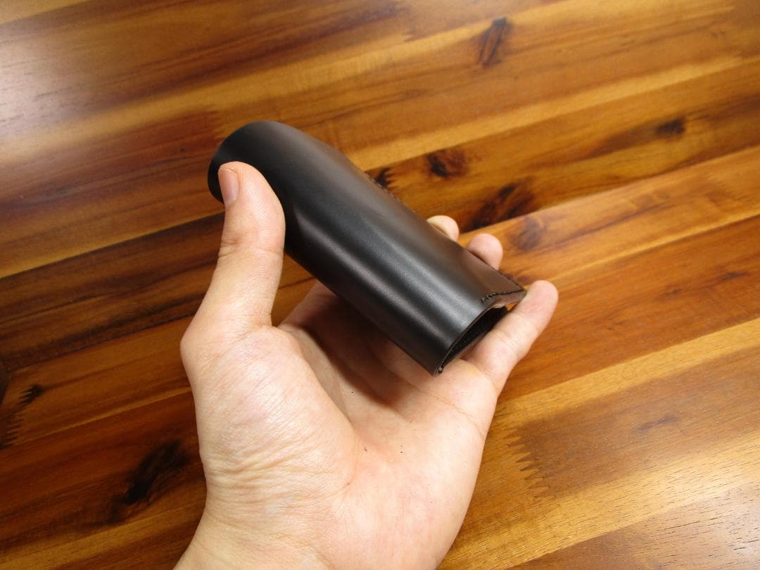 コンパクト財布 コードバン 二つ折り 日本製 ミニ財布 ミニマル ブラック 黒