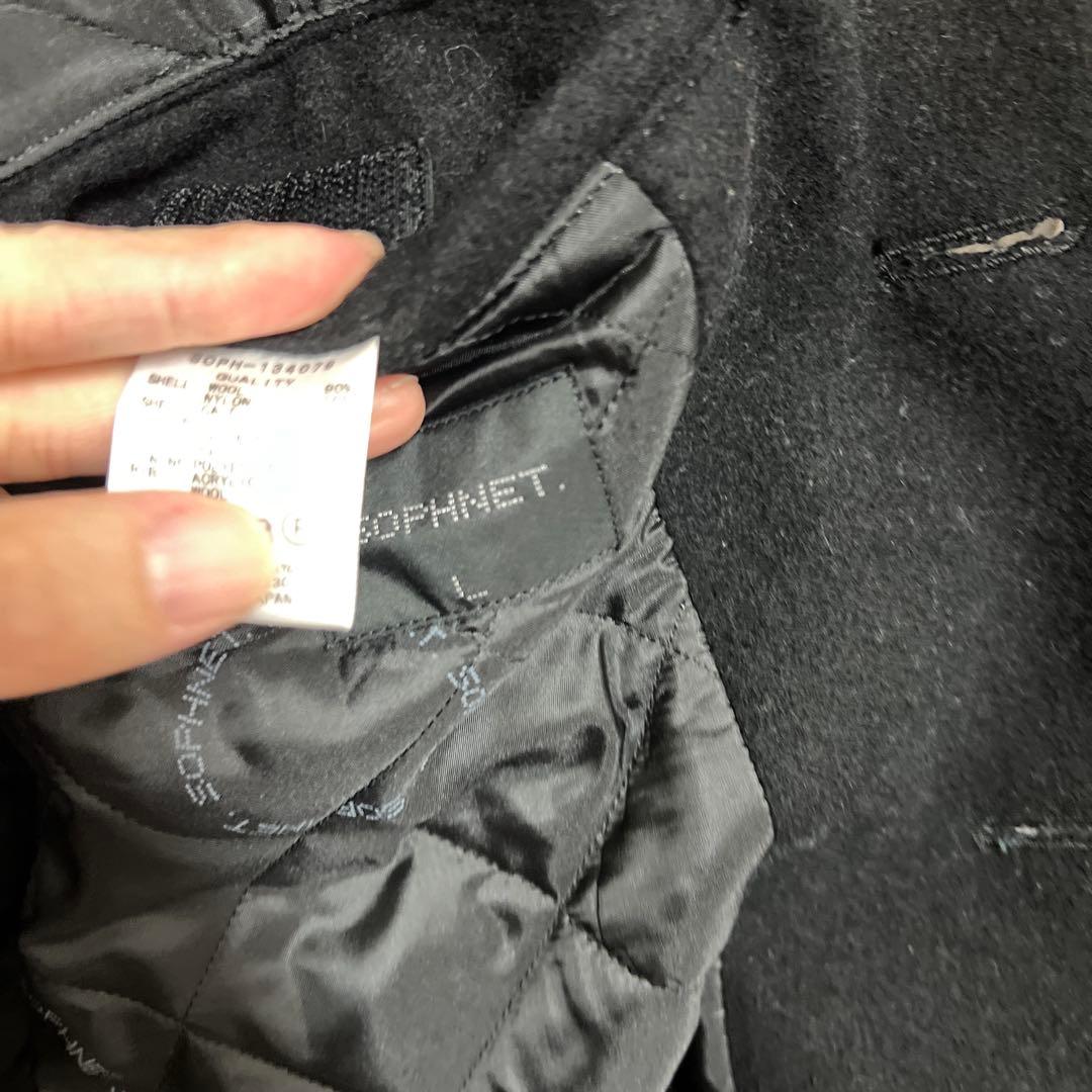 SOPHNET. 袖革 スタジャン ブラック ホワイト　L