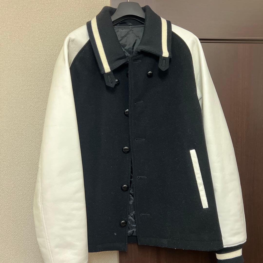 SOPHNET. 袖革 スタジャン ブラック ホワイト　L