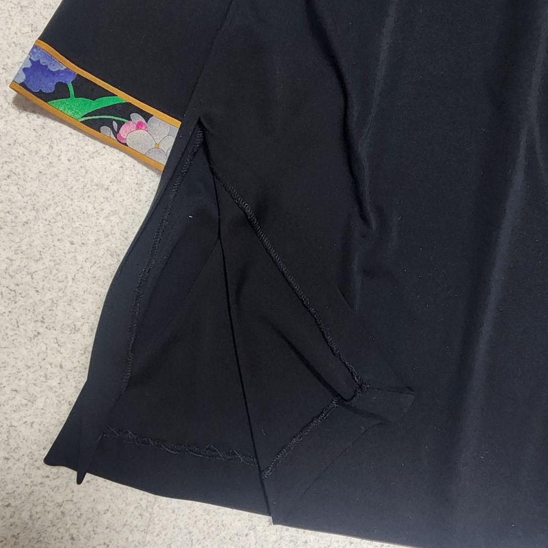 【大きいサイズL】レオナール カーディガン カンカン素材 トリム 花柄 黒