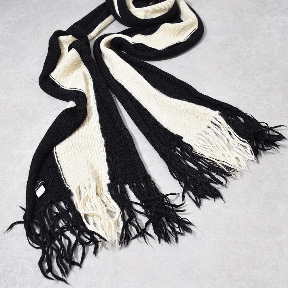 LAD MUSICIAN アルパカ100％ スーパーロング マフラー 黒×白