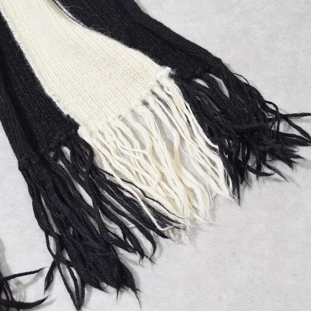 LAD MUSICIAN アルパカ100％ スーパーロング マフラー 黒×白