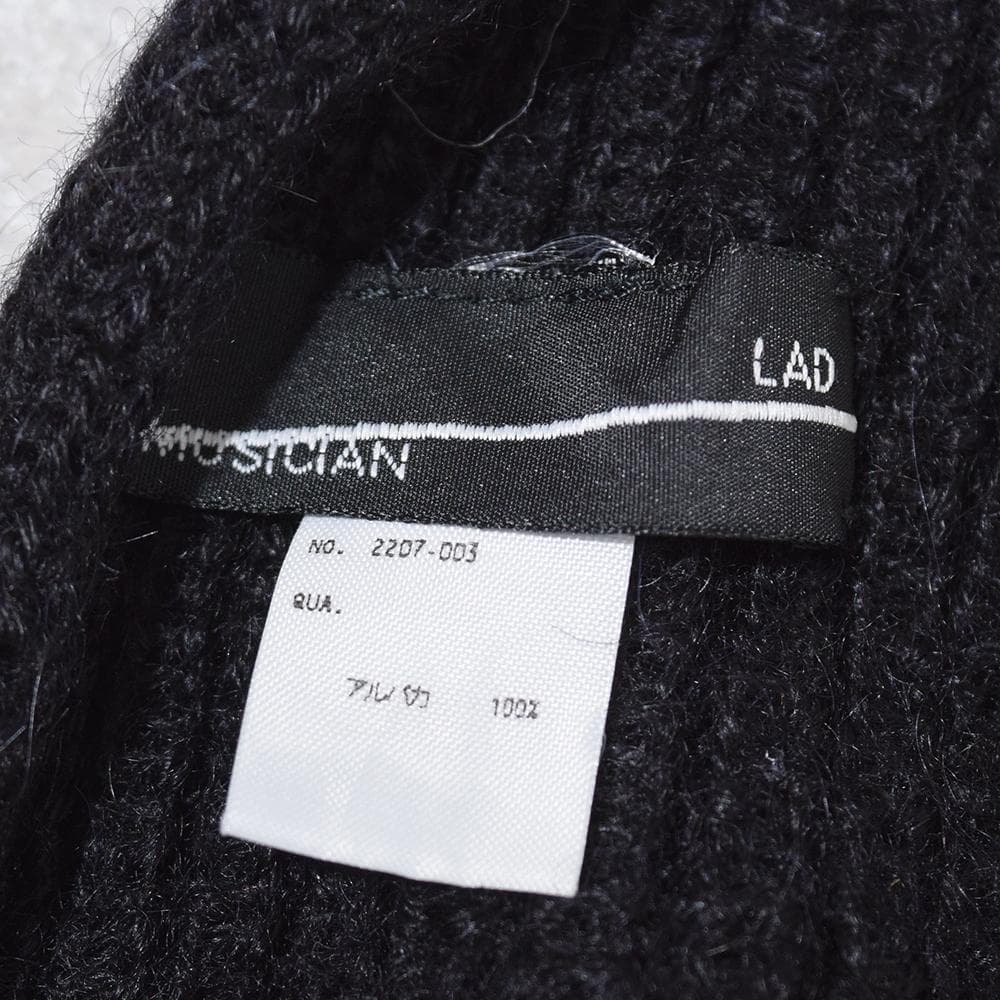 LAD MUSICIAN アルパカ100％ スーパーロング マフラー 黒×白