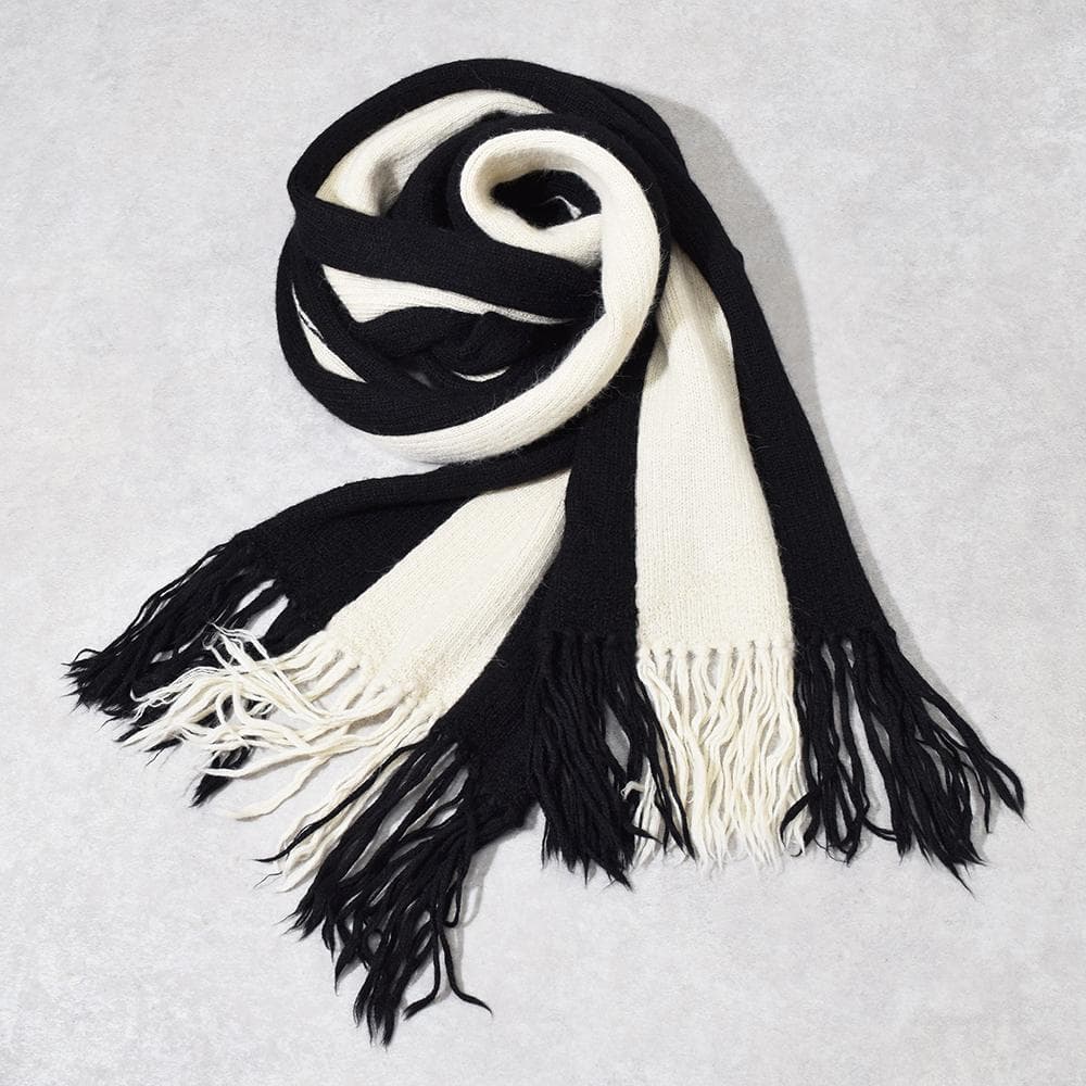 LAD MUSICIAN アルパカ100％ スーパーロング マフラー 黒×白