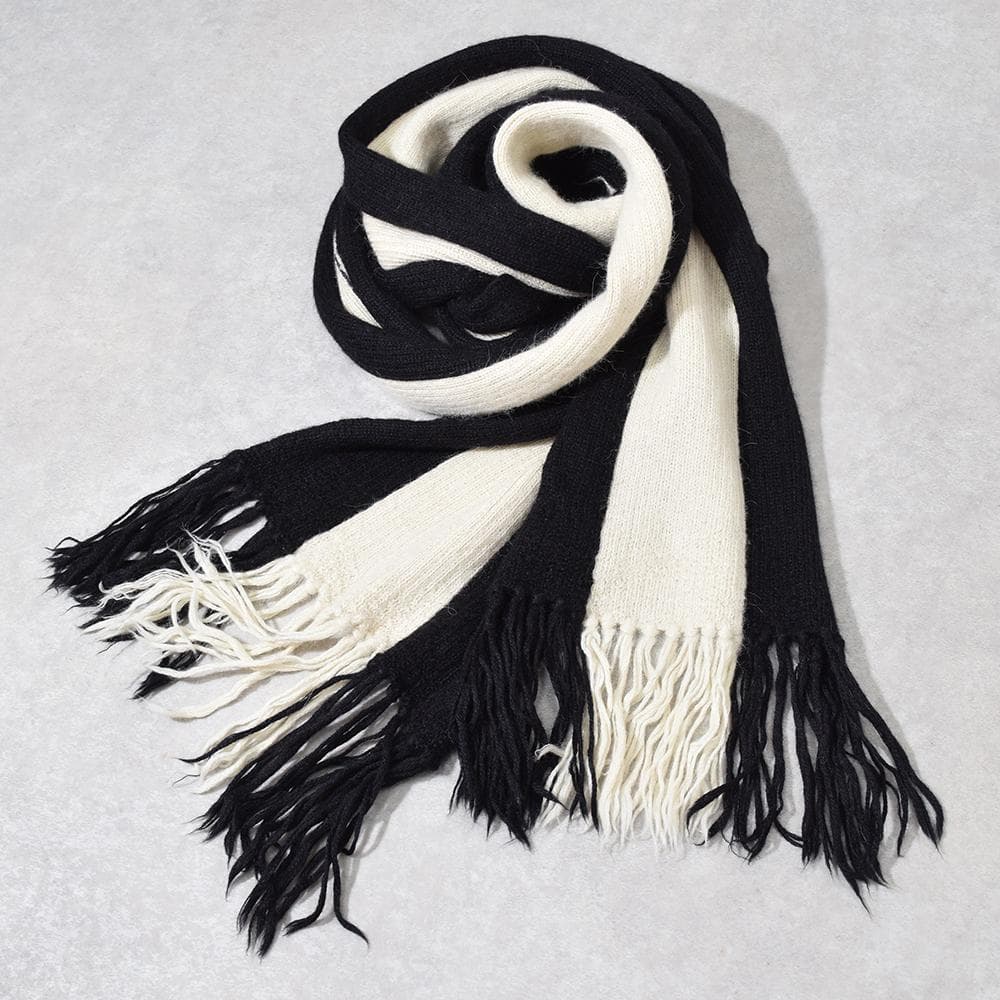 LAD MUSICIAN アルパカ100％ スーパーロング マフラー 黒×白