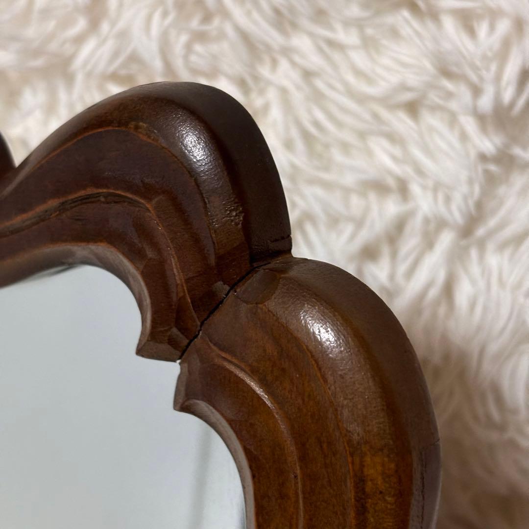 ビンテージ ウォールミラー 鏡 木枠ミラー 壁掛け 立て掛け 彫刻 アンティーク