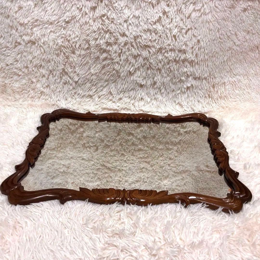 ビンテージ ウォールミラー 鏡 木枠ミラー 壁掛け 立て掛け 彫刻 アンティーク