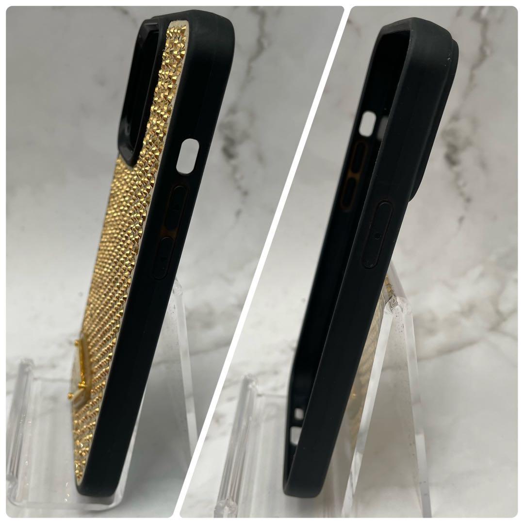 【新品同様】 プラダ スマホケース iPhone13pro ゴールド 三角ロゴ