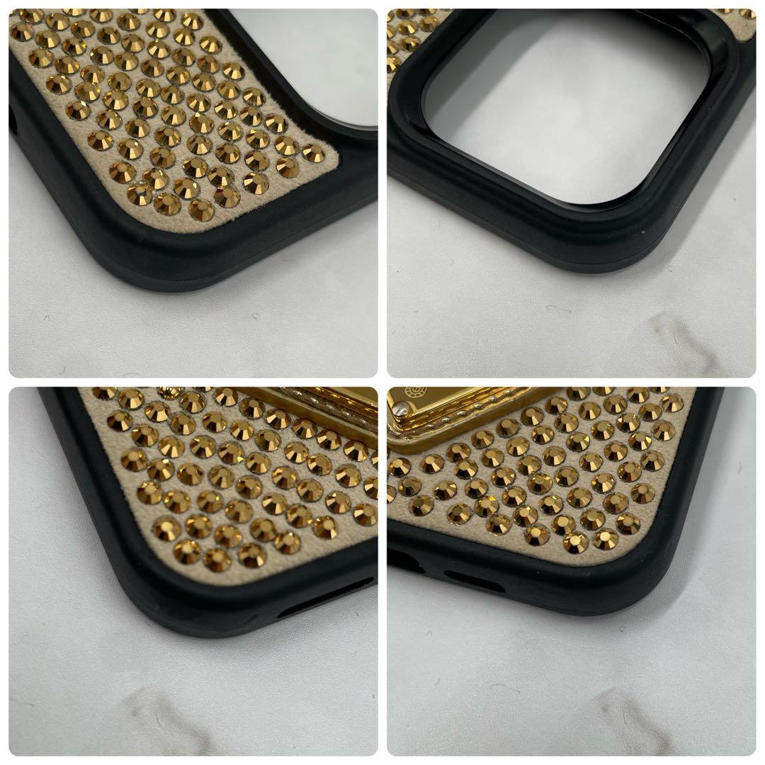 【新品同様】 プラダ スマホケース iPhone13pro ゴールド 三角ロゴ