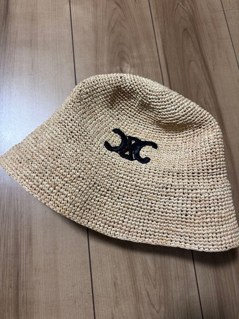 Mia◎美品◎CELINE バケットハット ラフィアハットLサイズ