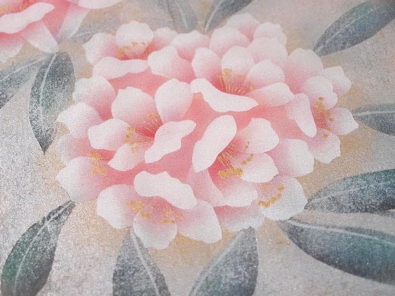 専用３点おまとめ　型染め紬九寸名古屋帯（牡丹唐草文） 正絹美品　他２点