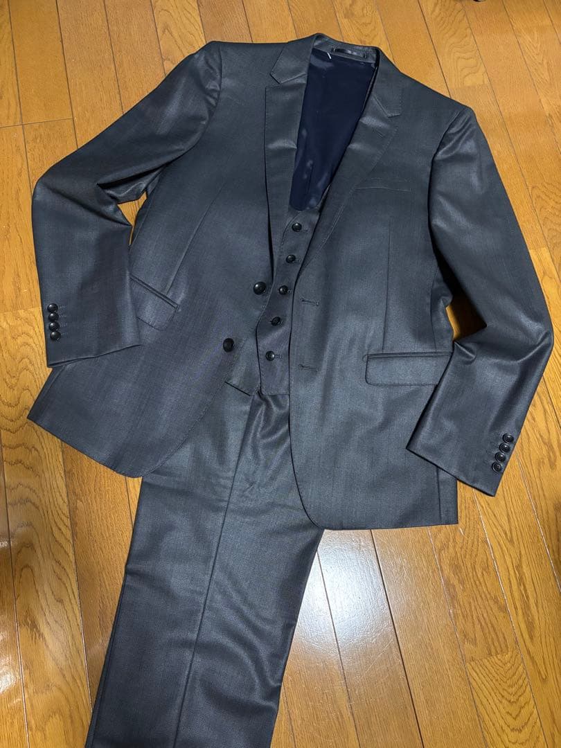 【美品】MODE RITORNO スリーピース スーツ グレー光沢 L 175