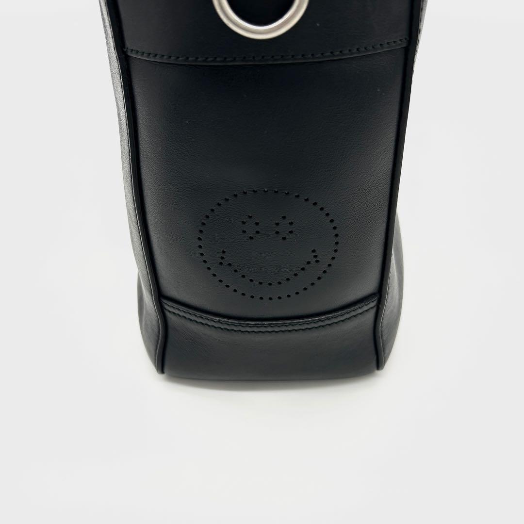 【極美品】アニヤハインドマーチ ビジネスバッグ スマイル 黒 レザー 2way