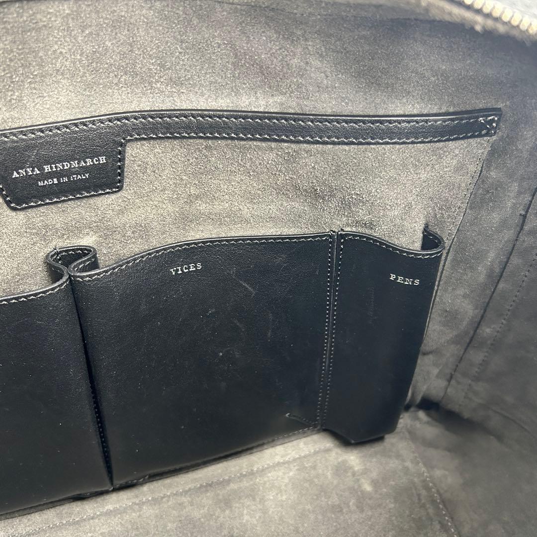 【極美品】アニヤハインドマーチ ビジネスバッグ スマイル 黒 レザー 2way