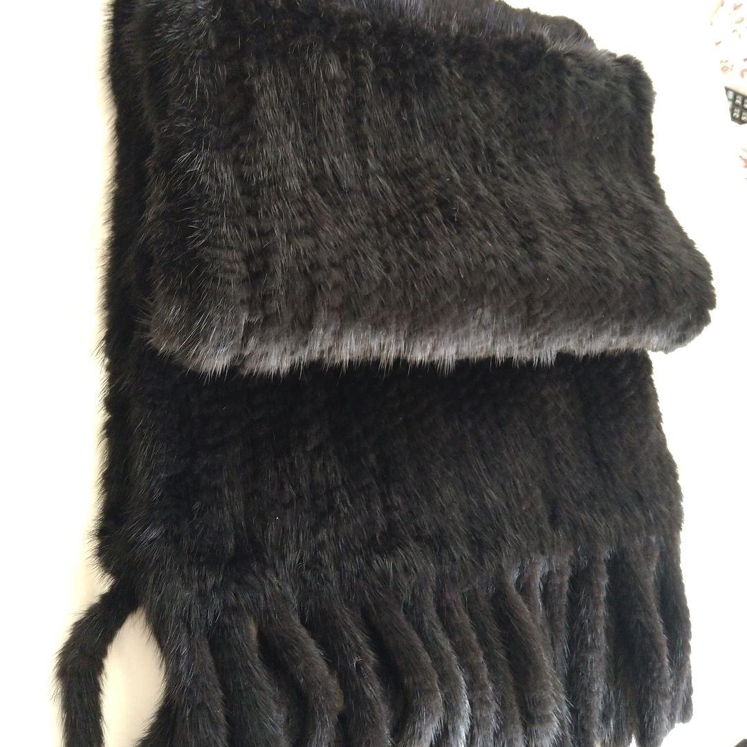 毛皮　ミンク　黒ストール