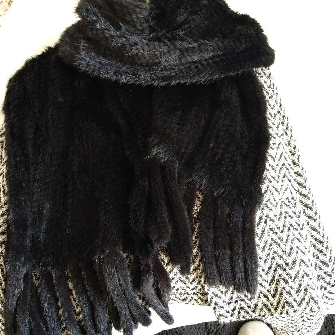毛皮　ミンク　黒ストール