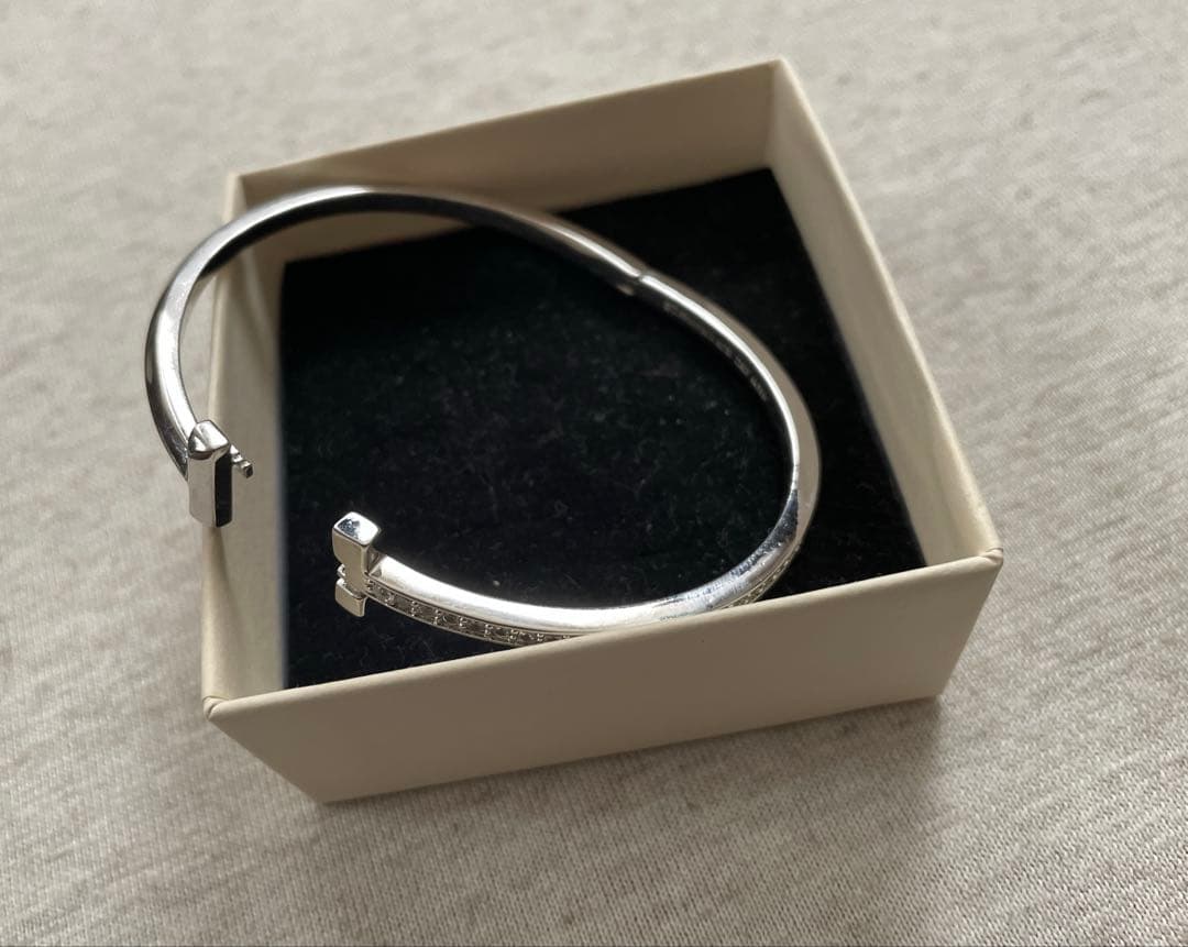 【⭐︎超希少‼︎ラスト1点⭐︎】オープンバングル　ブレスレット　シルバー　石あり