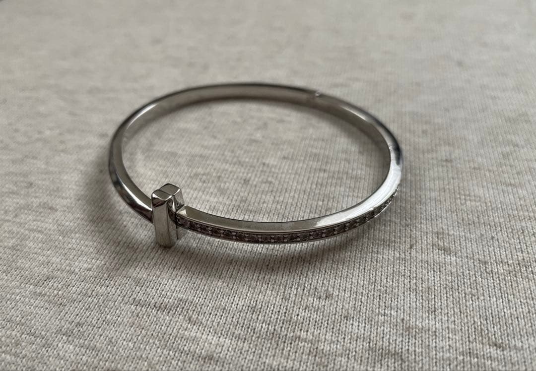 【⭐︎超希少‼︎ラスト1点⭐︎】オープンバングル　ブレスレット　シルバー　石あり