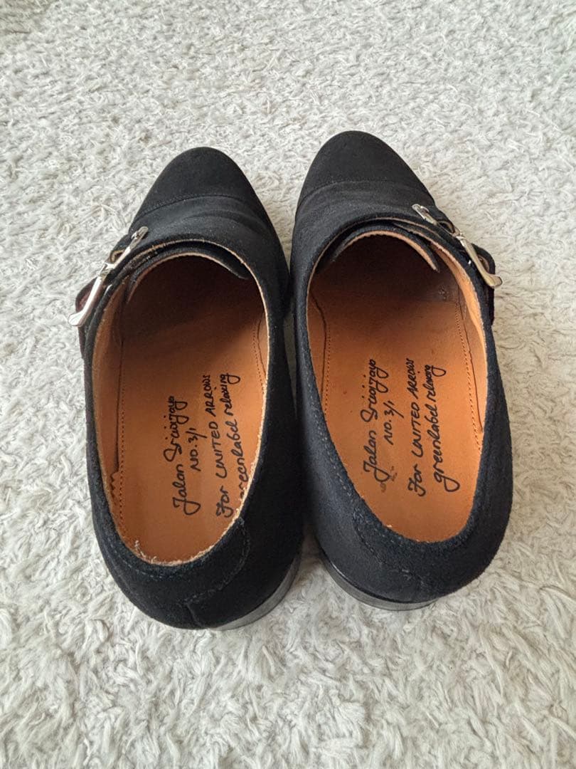 【新品】ジャランスリワヤ × グリーンレーベル　スエード　ダブルモンク　ブラック